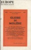 Europe N° 523-524. Gloire de Molière. Numéro spécial pour le tricentenaire de la mort de Molière.. EUROPE 