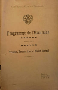 Programme de l'excursion. Juillet 1913.