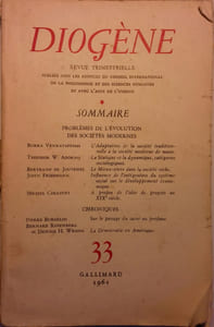 Diogène. Revue trimestrielle. N° 33. Problèmes de l'évolution des sociétés modernes.