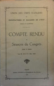 Compte rendu des séances du congrès tenu à Paris en mai 1922.