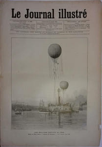 Le Journal illustré. Gravure à la Une : Les ballons captifs en mer. Gravure intérieure double page : Arrivée du Président Carnot à Fontainebleau.