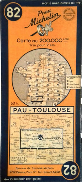 Ancienne Carte Michelin N&deg; 82 : Pau - Toulouse. Carte au 200.000e.. CARTE MICHELIN 