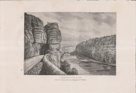 L'Ardèche et la route de Ruoms. Gravure extraite de la Nouvelle géographie universelle d'Elisée Reclus.