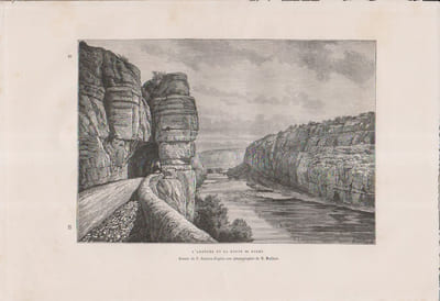 L'Ardèche et la route de Ruoms. Gravure extraite de la Nouvelle géographie universelle d'Elisée Reclus.
