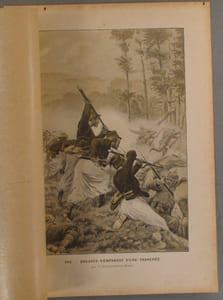 1914. Zouaves s'emparant d'une tranchée. Gravure extraite de l'histoire illustrée de la guerre du droit, d'Emile Hinzelin.