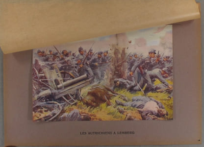 Les Autrichiens à Lemberg. Gravure colorisée extraite de l'histoire illustrée de la guerre du droit, d'Emile Hinzelin.
