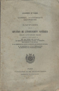 Rapports sur la situation de l'enseignement supérieur pendant l'année scolaire 1884-1885.