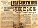 Le libertaire. Organe de la fédération anarchiste. N° 146. L'aumône des 2500 francs, une bouffonnerie cynique .... LE LIBERTAIRE 
