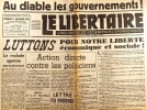 Le libertaire. Organe de la fédération anarchiste. N° 147. Au diable les gouvernements ! Luttons pour notre liberté économique et sociale .... LE ...