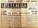 Le libertaire. Organe de la fédération anarchiste. N° 223. Léon Jouhaux. La grève gestionnaire. Léon Blum est mort. Pour la paix au Vietnam .... LE ...