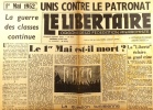Le libertaire. Organe de la fédération anarchiste. N° 313. Unis contre le patronat. Le 1er mai est-il mort?. LE LIBERTAIRE 