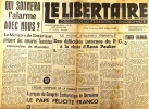 Le libertaire. Organe de la fédération anarchiste. N° 321. Le monde stalinien ébranlé. Le pape félicite Franco. La F.A. poursuivie .... LE LIBERTAIRE 