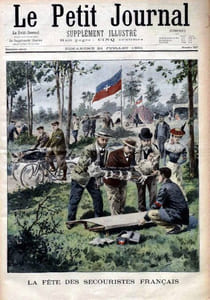 Le Petit journal - Supplément illustré N° 557 : La fête des secouristes français (Dans le bois de Meudon). (Gravure en première page). Gravure en dernière page: Le 14 juillet : En revenant de la revue.
