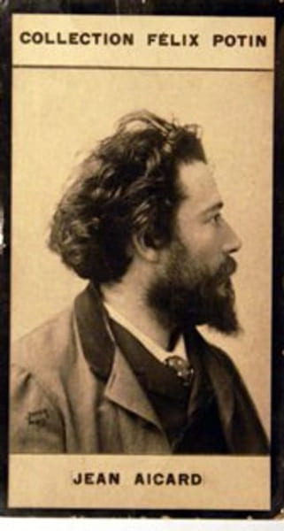 Photographie de la collection F&eacute;lix Potin (4 x 7,5 cm) repr&eacute;sentant : Jean Aicard, &eacute;crivain.. AICARD (Jean) Photo Boyer.