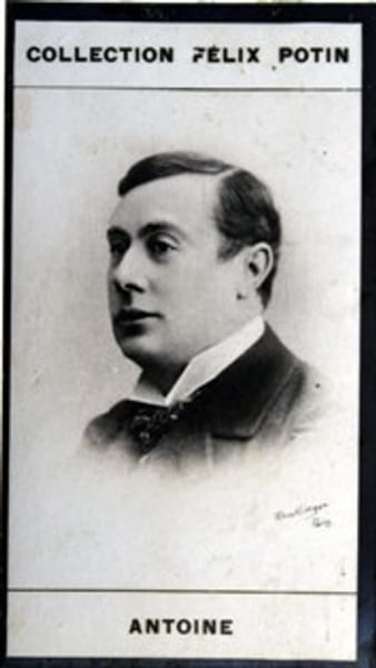 Photographie de la collection F&eacute;lix Potin (4 x 7,5 cm) repr&eacute;sentant : Andr&eacute; Antoine, com&eacute;dien. Fondateur du th&eacute;&acirc;tre libre.. ANTOINE (Andr&eacute;) Photo ...