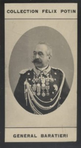 Photographie de la collection F&eacute;lix Potin (4 x 7,5 cm) repr&eacute;sentant : G&eacute;n&eacute;ral Baratieri (Italie).. BARATIERI Oreste (G&eacute;n&eacute;ral) 
