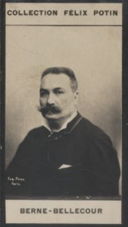 Photographie de la collection Félix Potin (4 x 7,5 cm) représentant : Berne-Bellecour, peintre.. BERNE-BELLECOUR (Etienne) Photo Eugène Pirou.