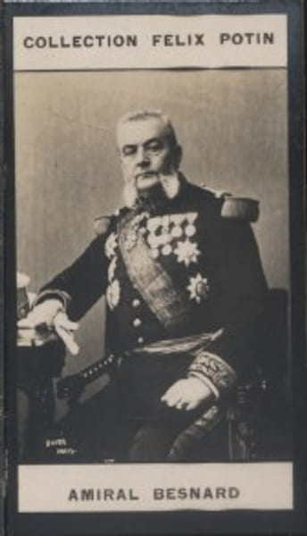 Photographie de la collection F&eacute;lix Potin (4 x 7,5 cm) repr&eacute;sentant : Amiral Armand Besnard. BESNARD (Amiral) Photo Boyer.