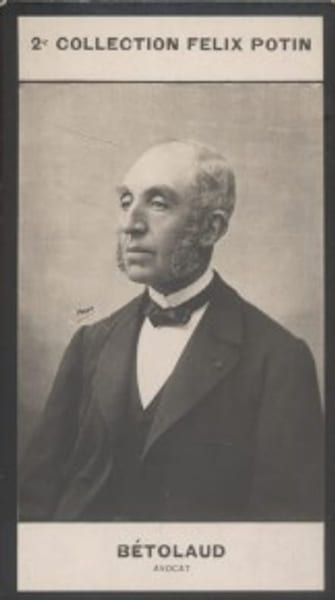 Photographie de la collection F&eacute;lix Potin (4 x 7,5 cm) repr&eacute;sentant : Jacques-Alexandre B&eacute;tolaud, avocat.. BETOLAUD Jacques-Alexandre Photo Pirou.