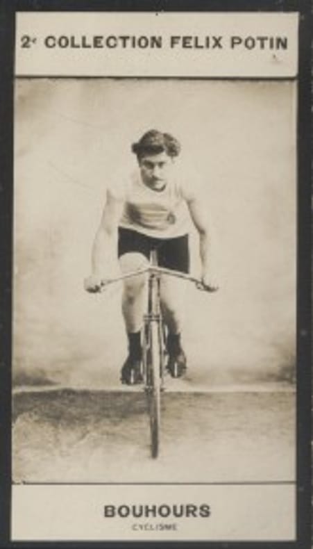 Photographie de la collection Félix Potin (4 x 7,5 cm) représentant : Jules Bouhours, cycliste.. BOUHOURS (Jules) - (Photo de la 2e collection Félix ...