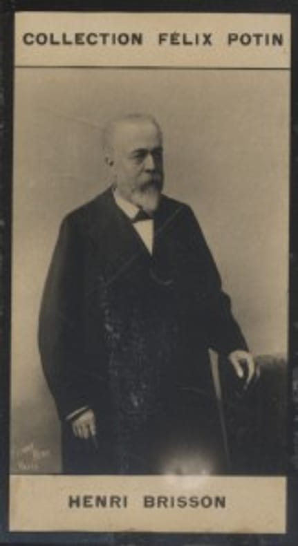 Photographie de la collection Félix Potin (4 x 7,5 cm) représentant : Henri Brisson, homme politique.. BRISSON (Henri) Photo Pierre Petit.