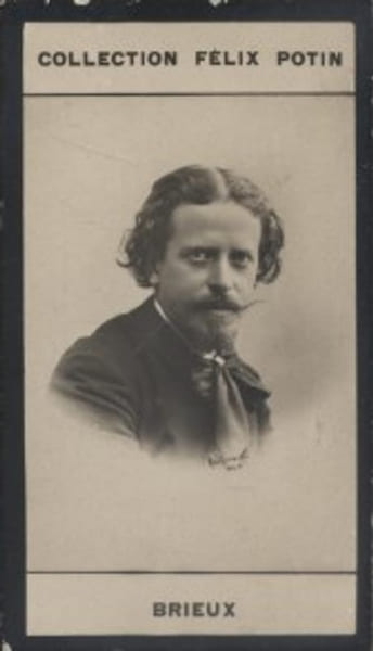 Photographie de la collection F&eacute;lix Potin (4 x 7,5 cm) repr&eacute;sentant : Eug&egrave;ne Brieux, &eacute;crivain.. BRIEUX (Eug&egrave;ne) Photo Reutlinger.