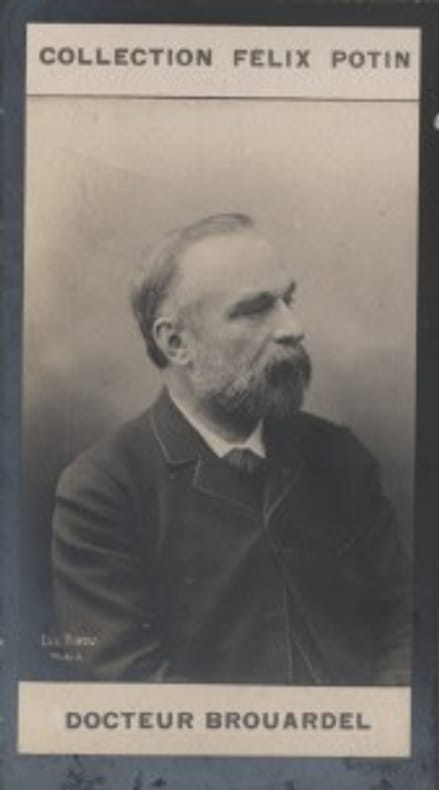 Photographie de la collection Félix Potin (4 x 7,5 cm) représentant : Docteur Paul Brouardel.. BROUARDEL (Docteur) Photo Eugène Pirou.