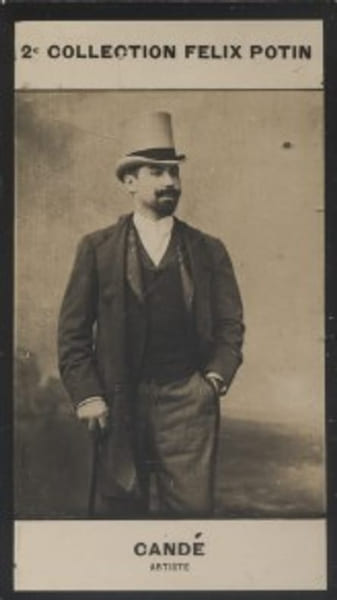 Photographie de la collection F&eacute;lix Potin (4 x 7,5 cm) repr&eacute;sentant : Cand&eacute;, artiste.. CANDE (Com&eacute;dien) - (Photo de la 2e collection F&eacute;lix Potin) 