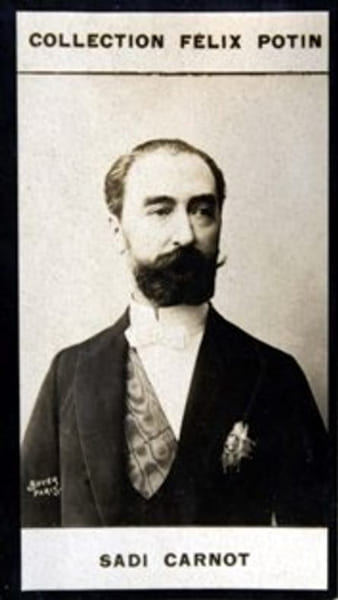 Photographie de la collection F&eacute;lix Potin (4 x 7,5 cm) repr&eacute;sentant : Sadi Carnot, ancien Pr&eacute;sident de la R&eacute;publique.. CARNOT (Sadi) 