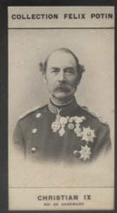 Photographie de la collection Félix Potin (4 x 7,5 cm) représentant : Christian IX - Roi de Danemark.