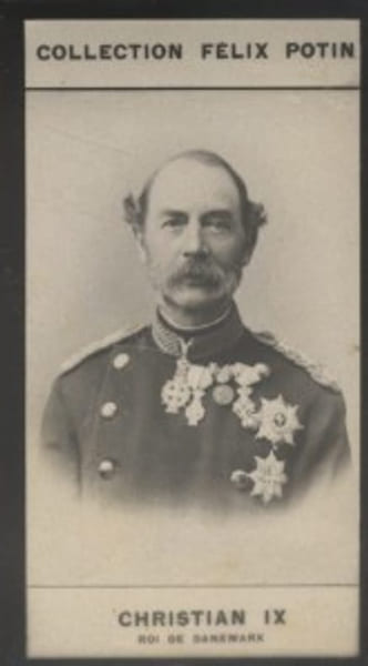 Photographie de la collection F&eacute;lix Potin (4 x 7,5 cm) repr&eacute;sentant : Christian IX - Roi de Danemark.. CHRISTIAN IX - Roi de Danemark 
