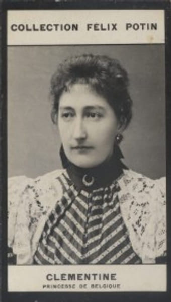 Photographie de la collection F&eacute;lix Potin (4 x 7,5 cm) repr&eacute;sentant : Princesse Cl&eacute;mentine de Belgique.. CLEMENTINE - Princesse de Belgique. 