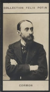 Photographie de la collection Félix Potin (4 x 7,5 cm) représentant : Fernand Cormon, peintre.