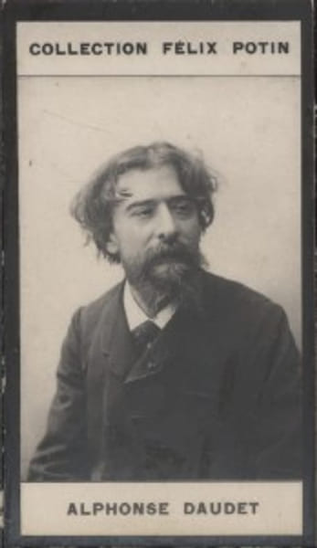 Photographie de la collection F&eacute;lix Potin (4 x 7,5 cm) repr&eacute;sentant : Alphonse Daudet, &eacute;crivain.. DAUDET (Alphonse) 