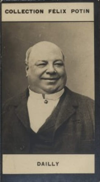 Photographie de la collection F&eacute;lix Potin (4 x 7,5 cm) repr&eacute;sentant : Dailly, com&eacute;dien.. DAILLY (Joseph) 