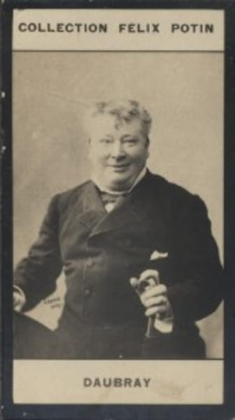 Photographie de la collection F&eacute;lix Potin (4 x 7,5 cm) repr&eacute;sentant : Ren&eacute; Daubray, com&eacute;dien.. DAUBRAY (Ren&eacute;) Photo Boyer.