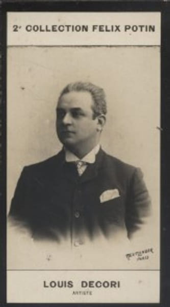 Photographie de la collection F&eacute;lix Potin (4 x 7,5 cm) repr&eacute;sentant : Louis Decori, artiste.. DECORI (Louis) - (Photo de la 2e collection F&eacute;lix Potin) ...