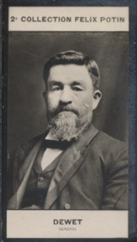 Photographie de la collection Félix Potin (4 x 7,5 cm) représentant : Général Christian Dewet.. DEWET (Christian) - (Photo de la 2e collection Félix ...