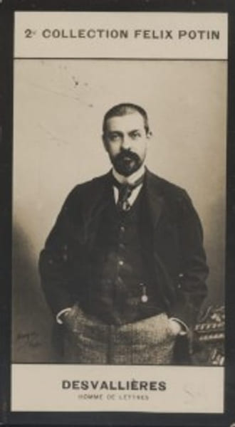 Photographie de la collection F&eacute;lix Potin (4 x 7,5 cm) repr&eacute;sentant : Maurice Desvalli&egrave;res, auteur dramatique.. DESVALLIERES (Maurice) - (Photo de la ...