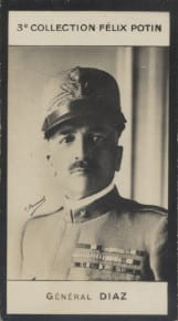 Photographie de la collection F&eacute;lix Potin (4 x 7,5 cm) repr&eacute;sentant : G&eacute;n&eacute;ral Diaz.. DIAZ (G&eacute;n&eacute;ral) - (Photo de la 3e collection F&eacute;lix Potin) 