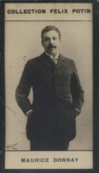 Photographie de la collection F&eacute;lix Potin (4 x 7,5 cm) repr&eacute;sentant : Maurice Donnay, &eacute;crivain.. DONNAY (Maurice) Photo Reutlinger.