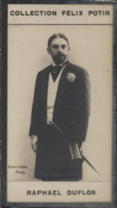 Photographie de la collection Félix Potin (4 x 7,5 cm) représentant : Raphaël Duflos, comédien.