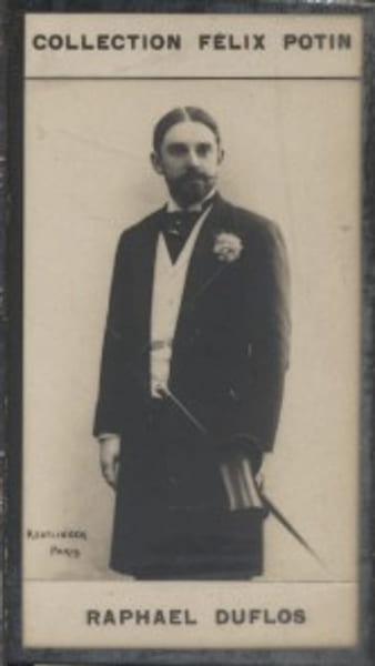 Photographie de la collection F&eacute;lix Potin (4 x 7,5 cm) repr&eacute;sentant : Rapha&euml;l Duflos, com&eacute;dien.. DUFLOS (Rapha&euml;l) Photo Reutlinger.