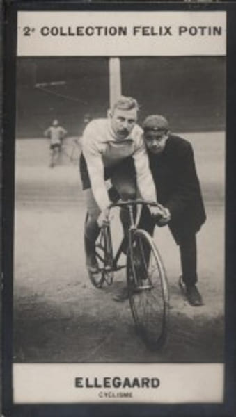 Photographie de la collection F&eacute;lix Potin (4 x 7,5 cm) repr&eacute;sentant : Thorwald Ellegaard, champion cycliste.. ELLEGAARD (Thorwald) - (Photo de la 2e ...