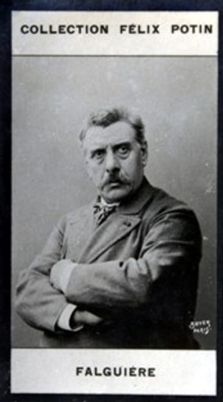Photographie de la collection Félix Potin (4 x 7,5 cm) représentant : Alexandre Falguière, sculpteur.. FALGUIERE (Alexandre) Photo Boyer.