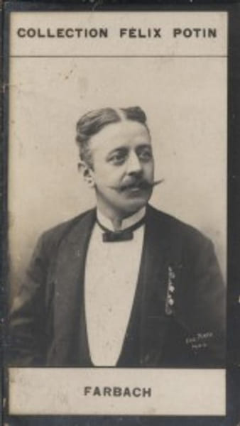 Photographie de la collection F&eacute;lix Potin (4 x 7,5 cm) repr&eacute;sentant : Philippe Farbach, musicien autrichien.. FARBACH (Philippe) Photo Eug&egrave;ne Pirou.