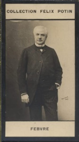 Photographie de la collection F&eacute;lix Potin (4 x 7,5 cm) repr&eacute;sentant : Fr&eacute;d&eacute;ric Febvre, com&eacute;dien.. FEBVRE (Fr&eacute;d&eacute;ric) Photo Paul Boyer.