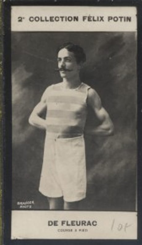 Photographie de la collection Félix Potin (4 x 7,5 cm) représentant : Louis de Fleurac, coureur à pied.. FLEURAC (Louis de) - (Photo de la 2e ...