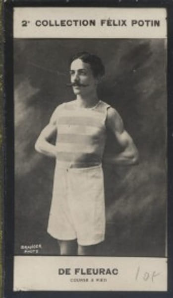 Photographie de la collection F&eacute;lix Potin (4 x 7,5 cm) repr&eacute;sentant : Louis de Fleurac, coureur &agrave; pied.. FLEURAC (Louis de) - (Photo de la 2e ...