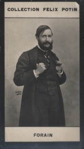 Photographie de la collection F&eacute;lix Potin (4 x 7,5 cm) repr&eacute;sentant : Jean-Louis Forain, illustrateur.. FORAIN (Jean-Louis) Photo Nadar.